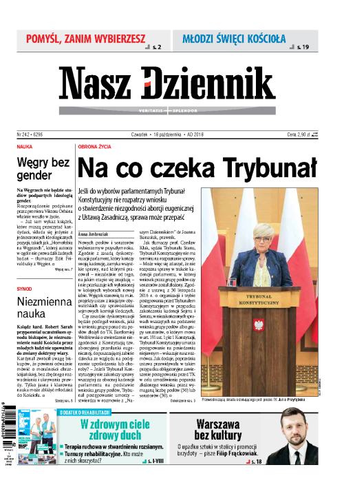 Nasz Dziennik z dnia 18.10.2018 wydanie PDF
