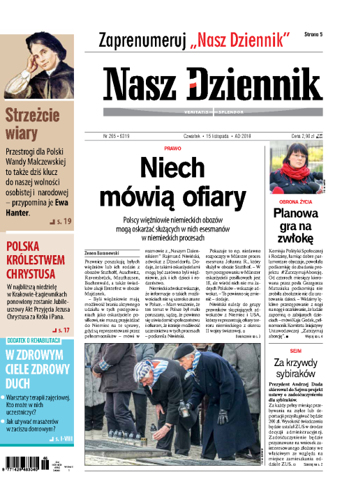 Nasz Dziennik z dnia 15.11.2018 wydanie PDF