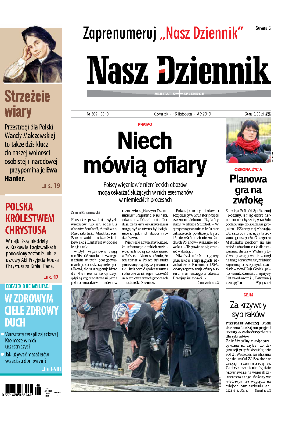 Nasz Dziennik z dnia 15.11.2018 wydanie PDF
