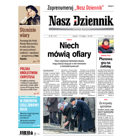 Nasz Dziennik z dnia 15.11.2018 wydanie PDF