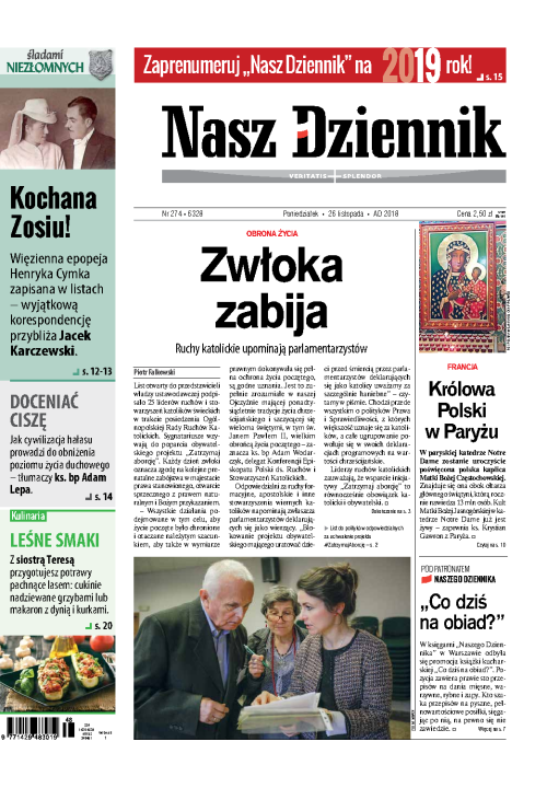 Nasz Dziennik z dnia 26.11.2018 wydanie PDF