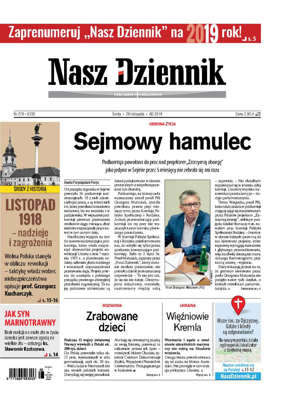 Nasz Dziennik z dnia 28.11.2018 wydanie PDF