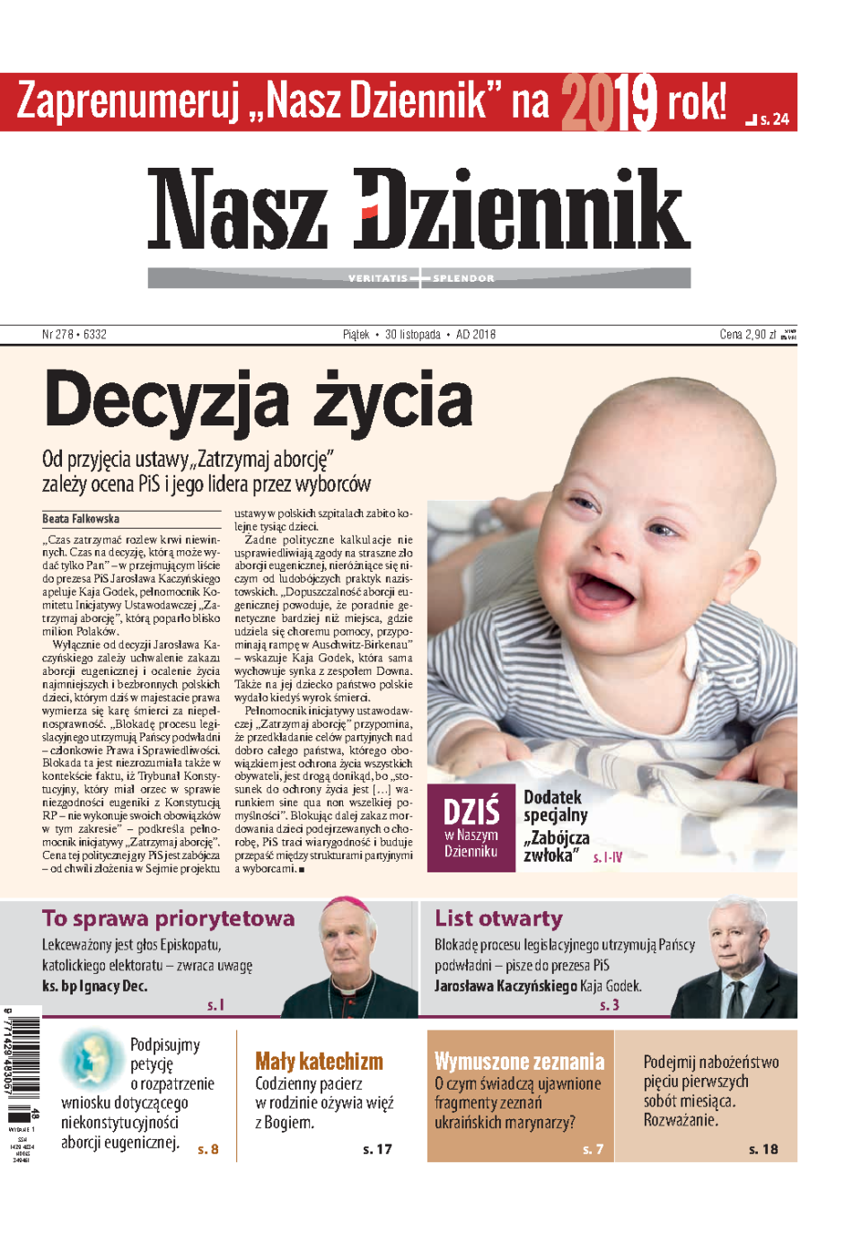 Nasz Dziennik z dnia 30.11.2018 wydanie PDF
