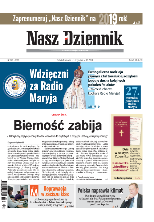 Nasz Dziennik z dnia 01.12.2018 wydanie PDF