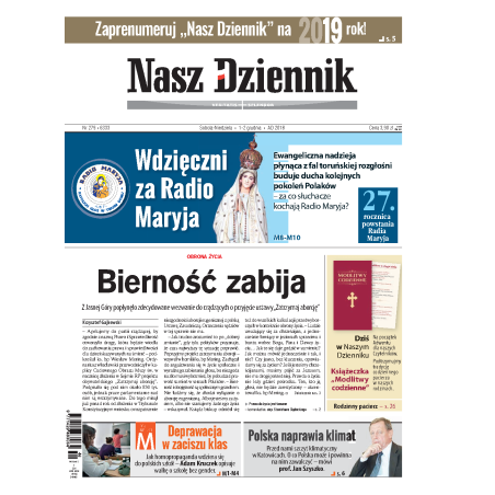 Nasz Dziennik z dnia 01.12.2018 wydanie PDF