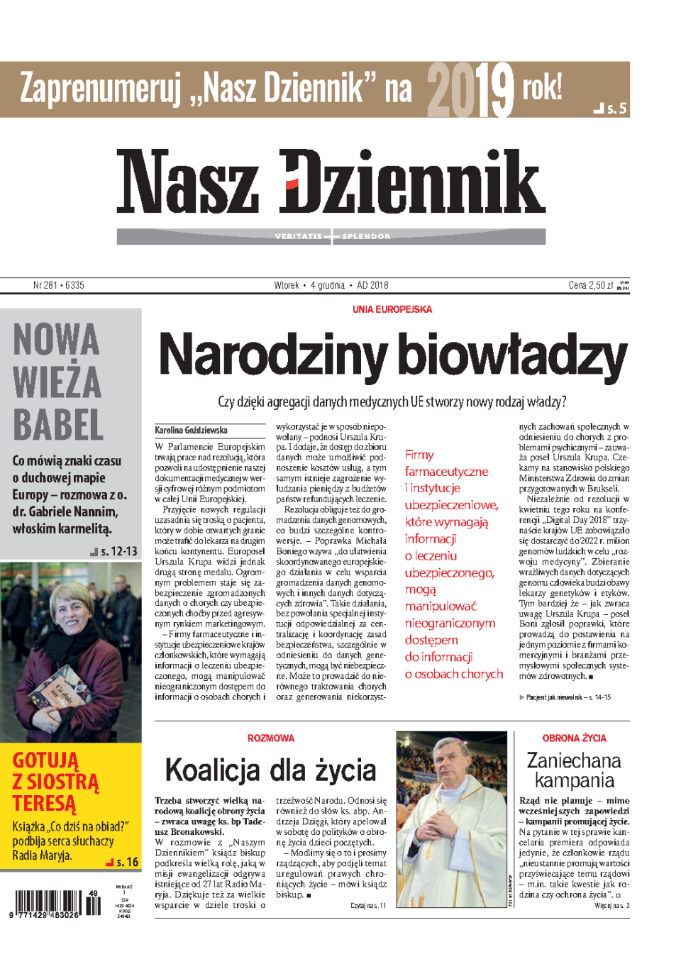 Nasz Dziennik z dnia 04.12.2018 wydanie PDF