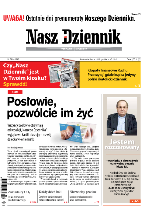 Nasz Dziennik z dnia 15.12.2018 wydanie PDF