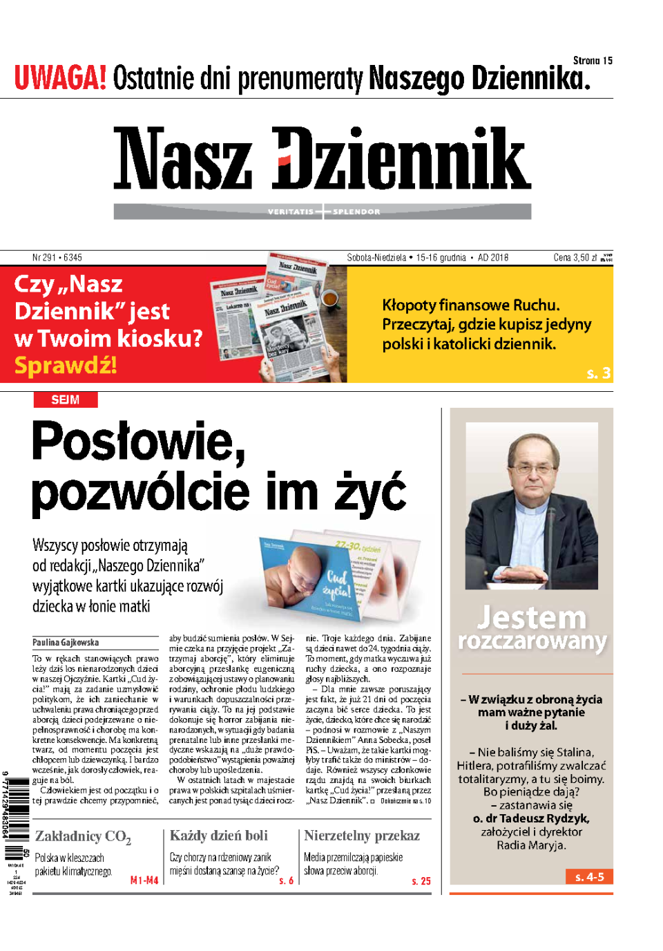 Nasz Dziennik z dnia 15.12.2018 wydanie PDF