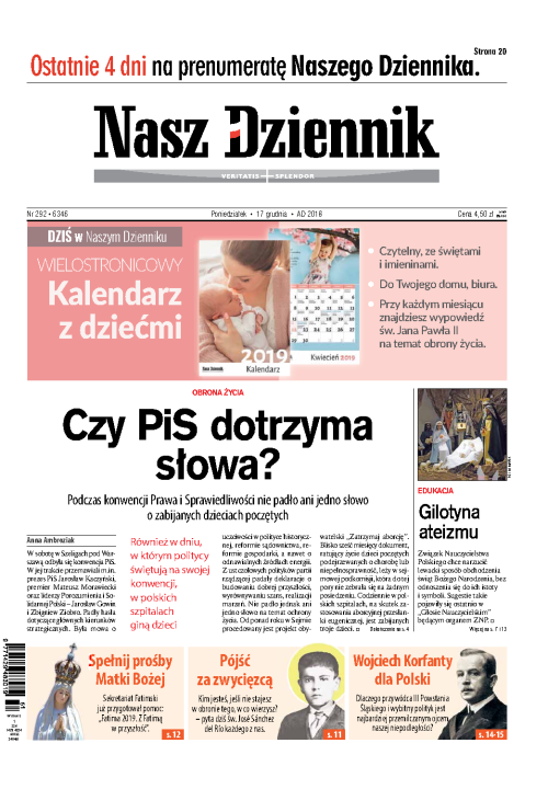 Nasz Dziennik z dnia 17.12.2018 wydanie PDF