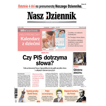 Nasz Dziennik z dnia 17.12.2018 wydanie PDF
