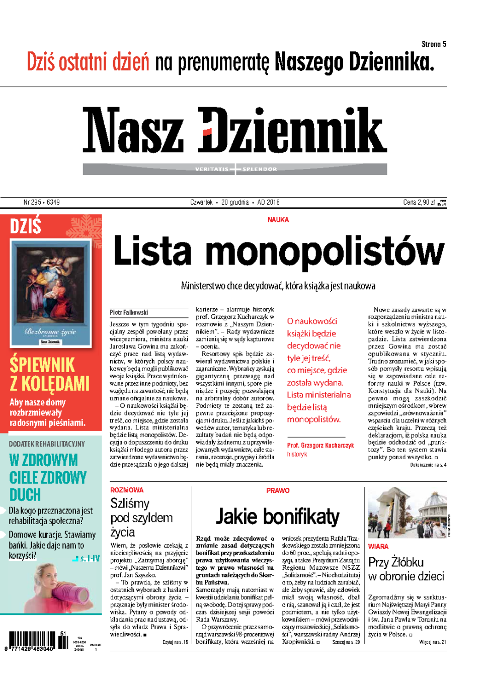 Nasz Dziennik z dnia 20.12.2018 wydanie PDF