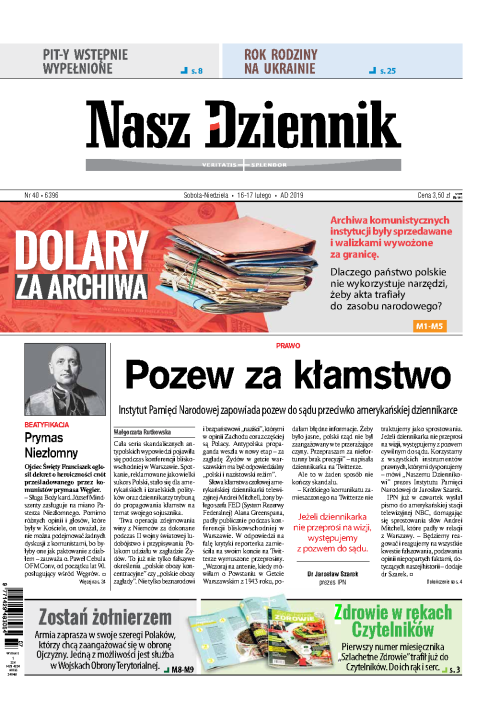 Nasz Dziennik z dnia 16.02.2019 wydanie PDF