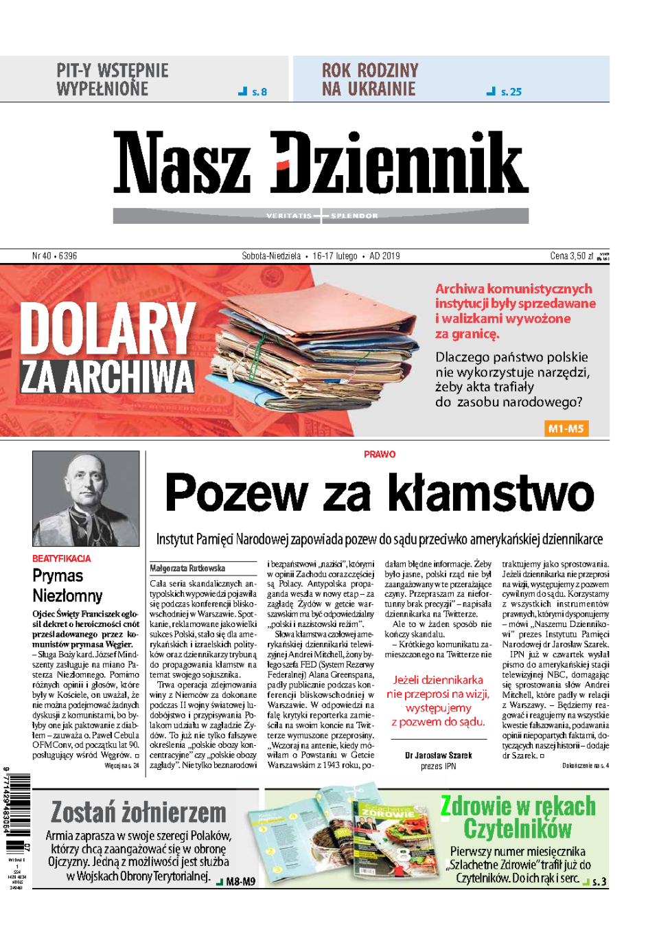 Nasz Dziennik z dnia 16.02.2019 wydanie PDF
