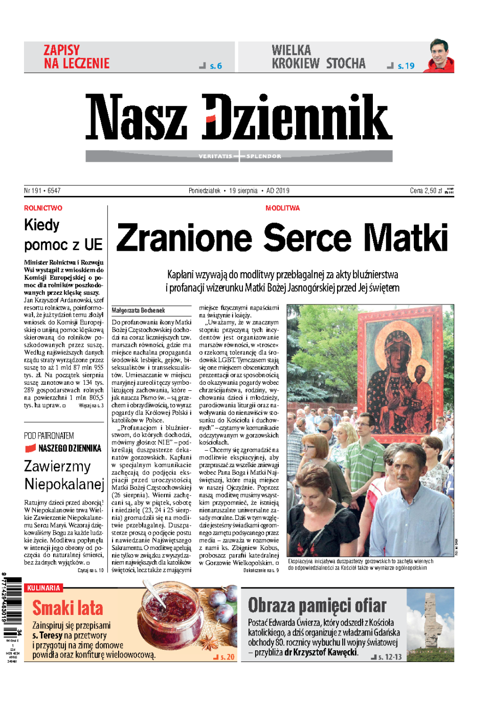 Nasz Dziennik z dnia 19.08.2019 wydanie PDF