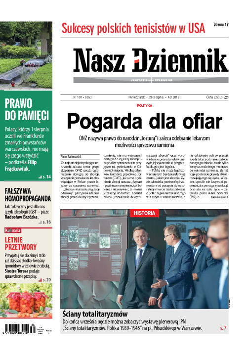 Nasz Dziennik z dnia 26.08.2019 wydanie PDF