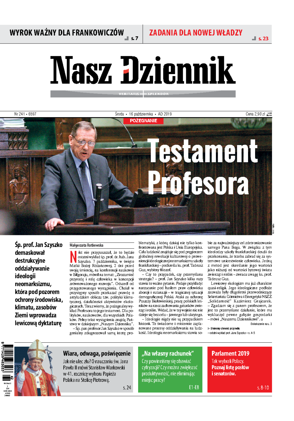 Nasz Dziennik z dnia 16.10.2019 wydanie PDF
