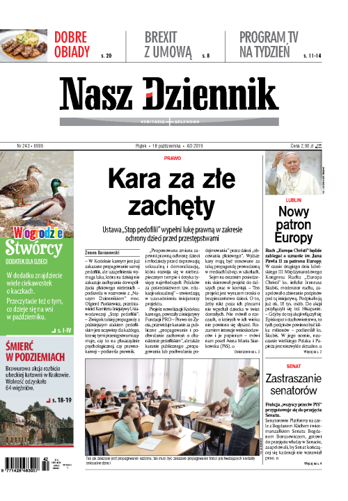 Nasz Dziennik z dnia 18.10.2019 wydanie PDF