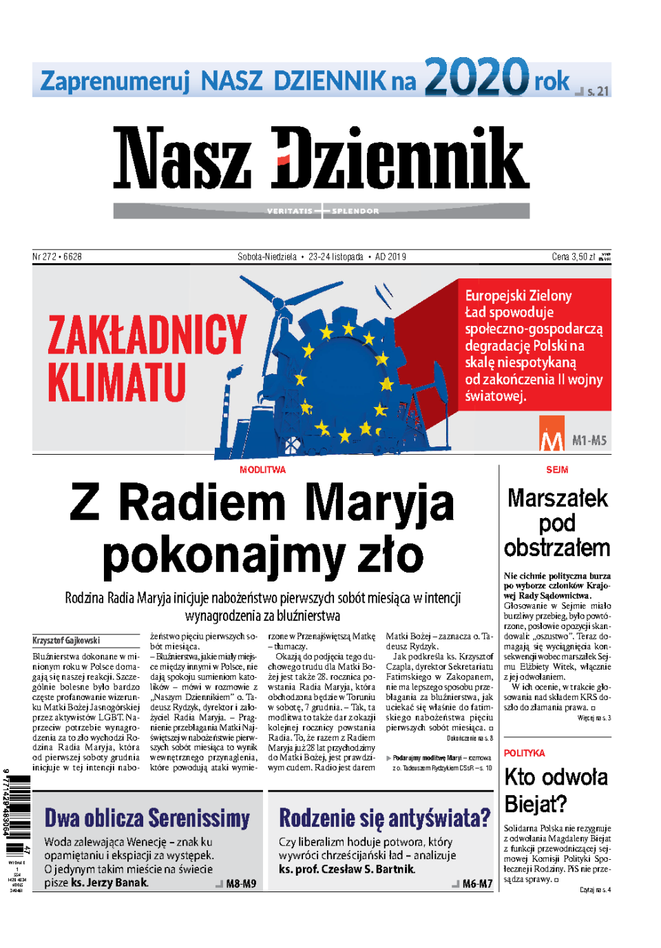 Nasz Dziennik z dnia 23.11.2019 wydanie PDF