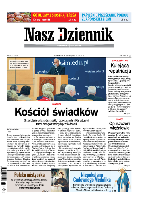 Nasz Dziennik z dnia 25.11.2019 wydanie PDF