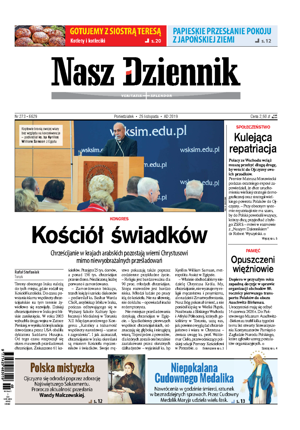 Nasz Dziennik z dnia 25.11.2019 wydanie PDF