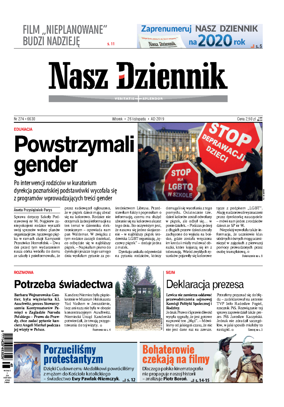 Nasz Dziennik z dnia 26.11.2019 wydanie PDF