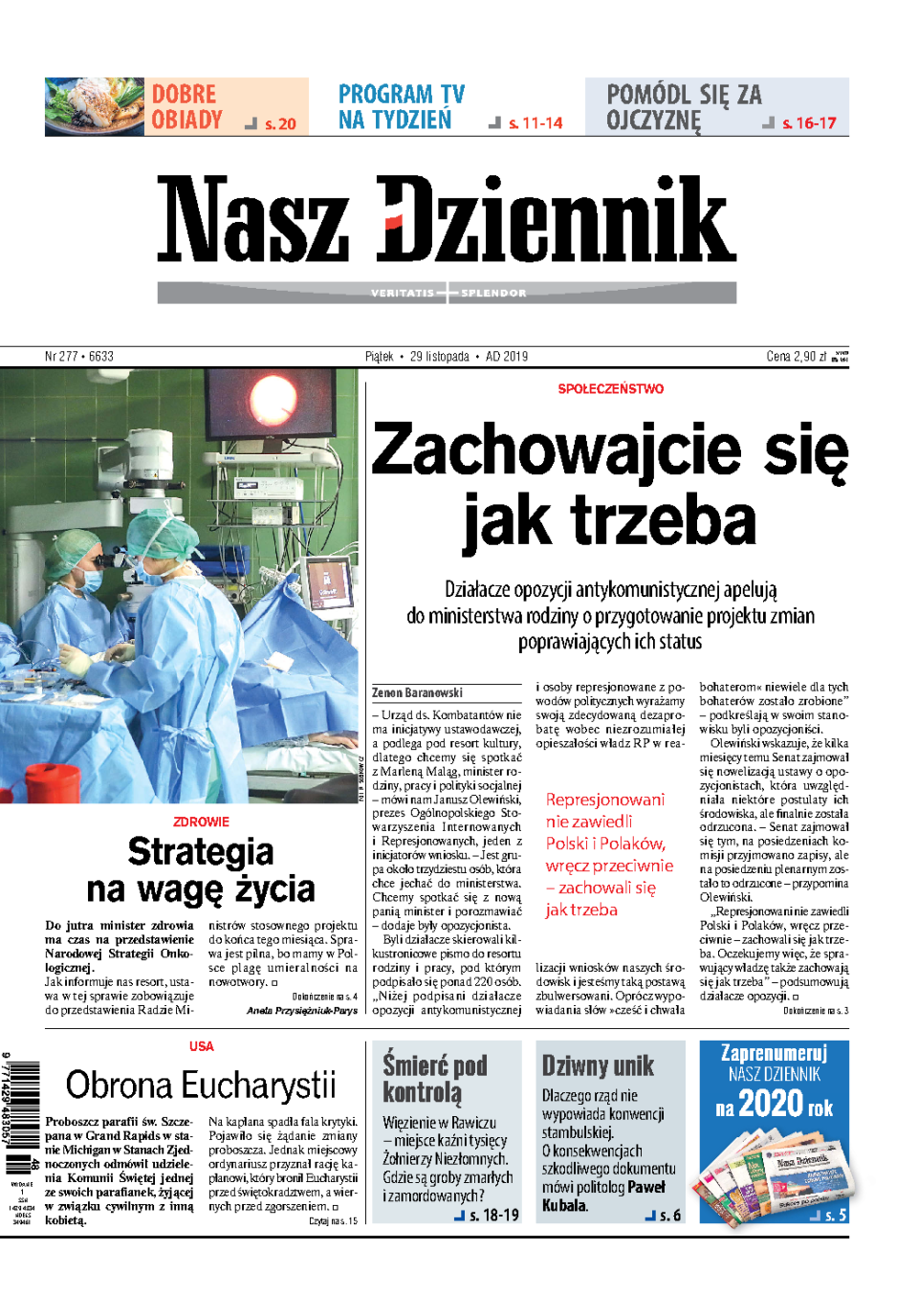 Nasz Dziennik z dnia 29.11.2019 wydanie PDF