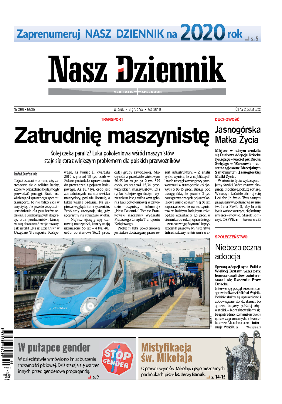 Nasz Dziennik z dnia 03.12.2019 wydanie PDF