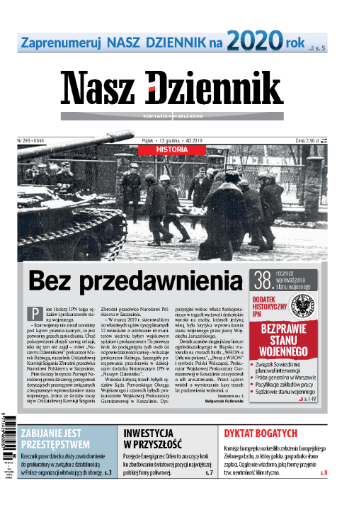 Nasz Dziennik z dnia 13.12.2019 wydanie PDF