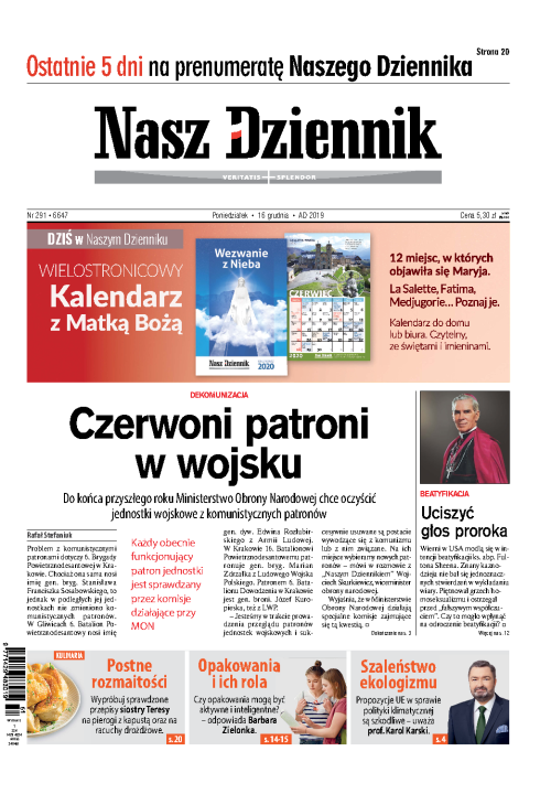 Nasz Dziennik z dnia 16.12.2019 wydanie PDF