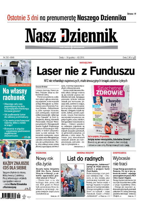 Nasz Dziennik z dnia 18.12.2019 wydanie PDF