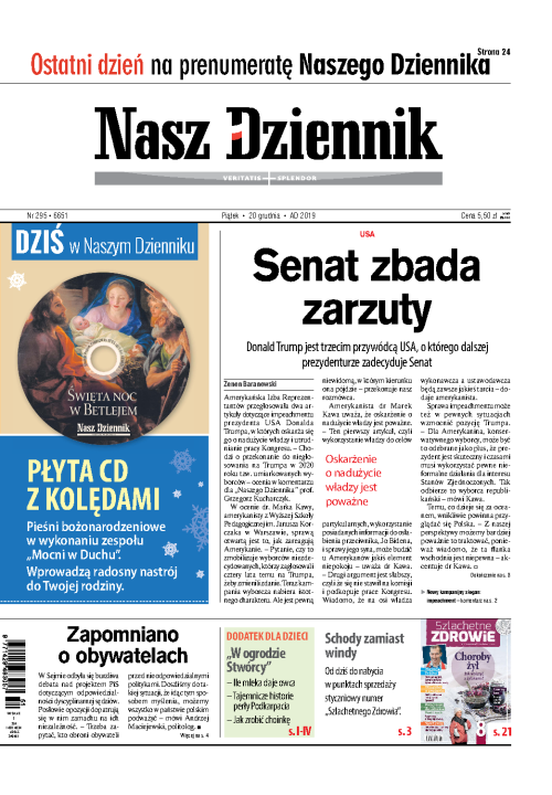 Nasz Dziennik z dnia 20.12.2019 wydanie PDF