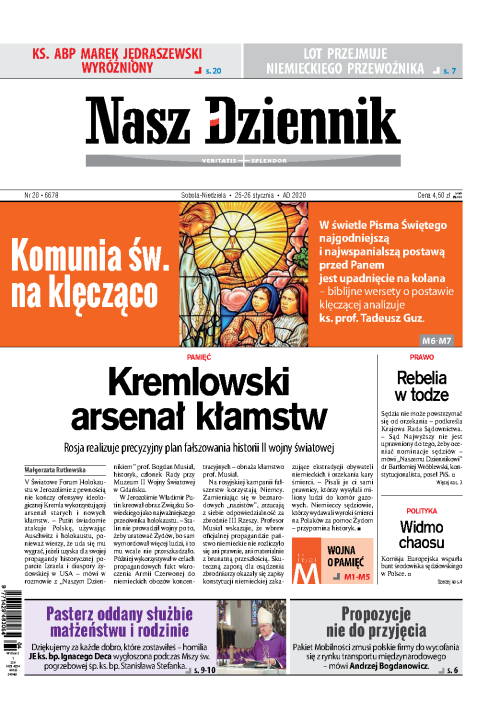 Nasz Dziennik z dnia 25.01.2020 wydanie PDF