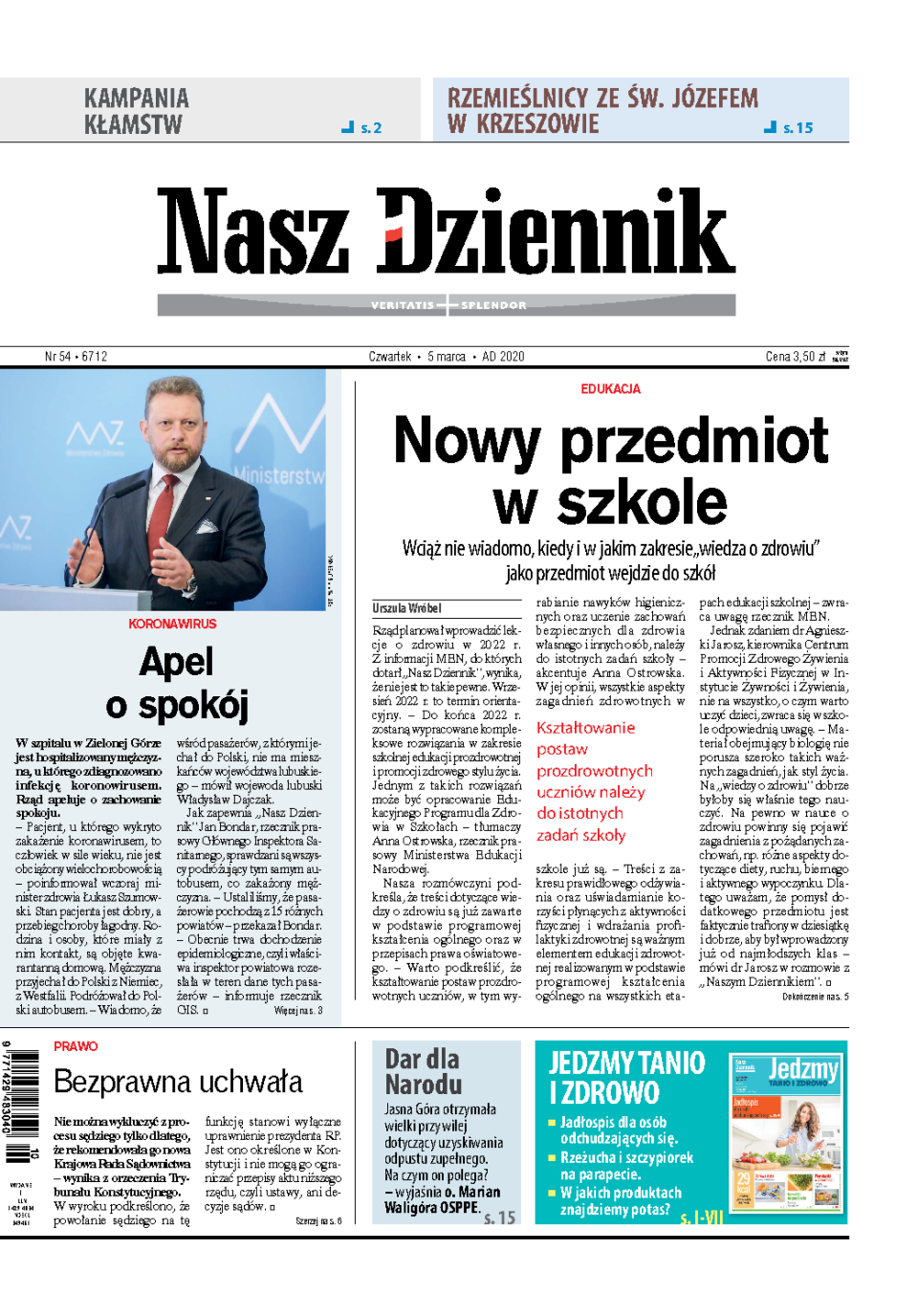 Nasz Dziennik z dnia 05.03.2020 wydanie PDF