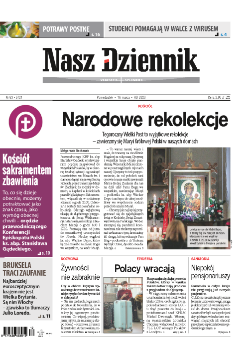 Nasz Dziennik z dnia 16.03.2020 wydanie PDF