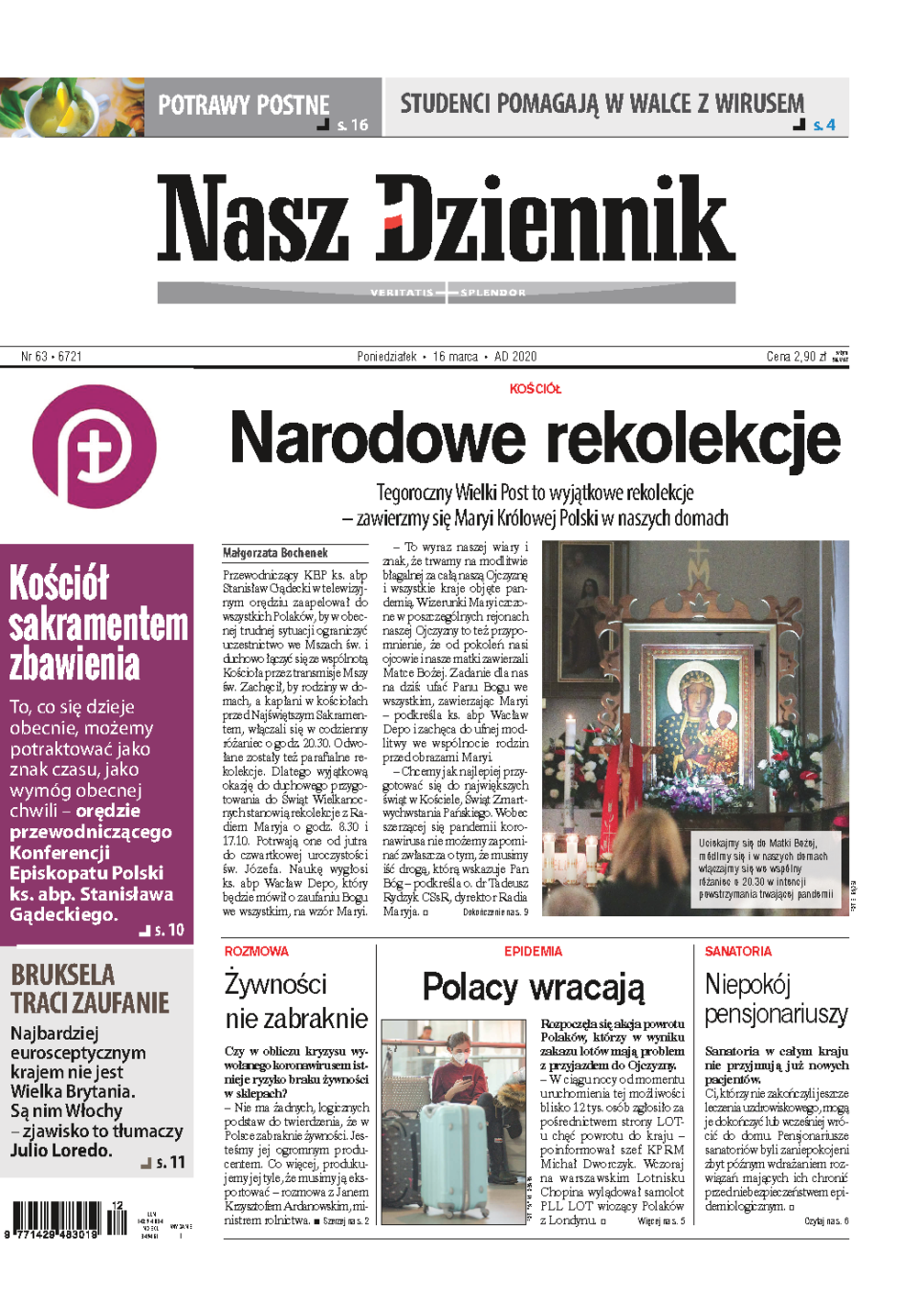 Nasz Dziennik z dnia 16.03.2020 wydanie PDF