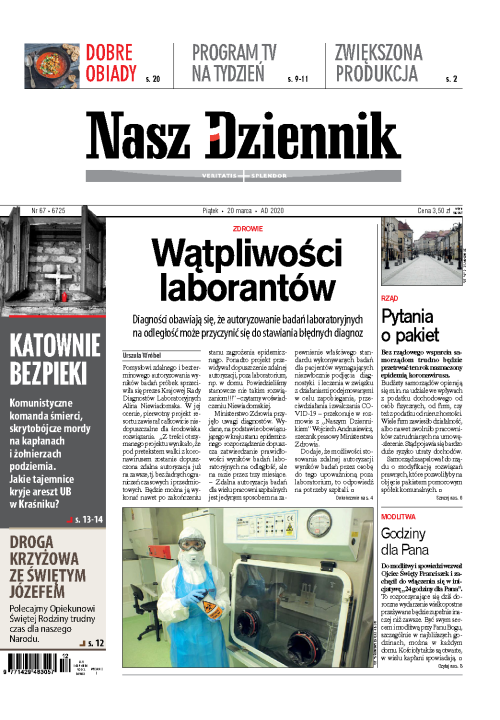 Nasz Dziennik z dnia 20.03.2020 wydanie PDF