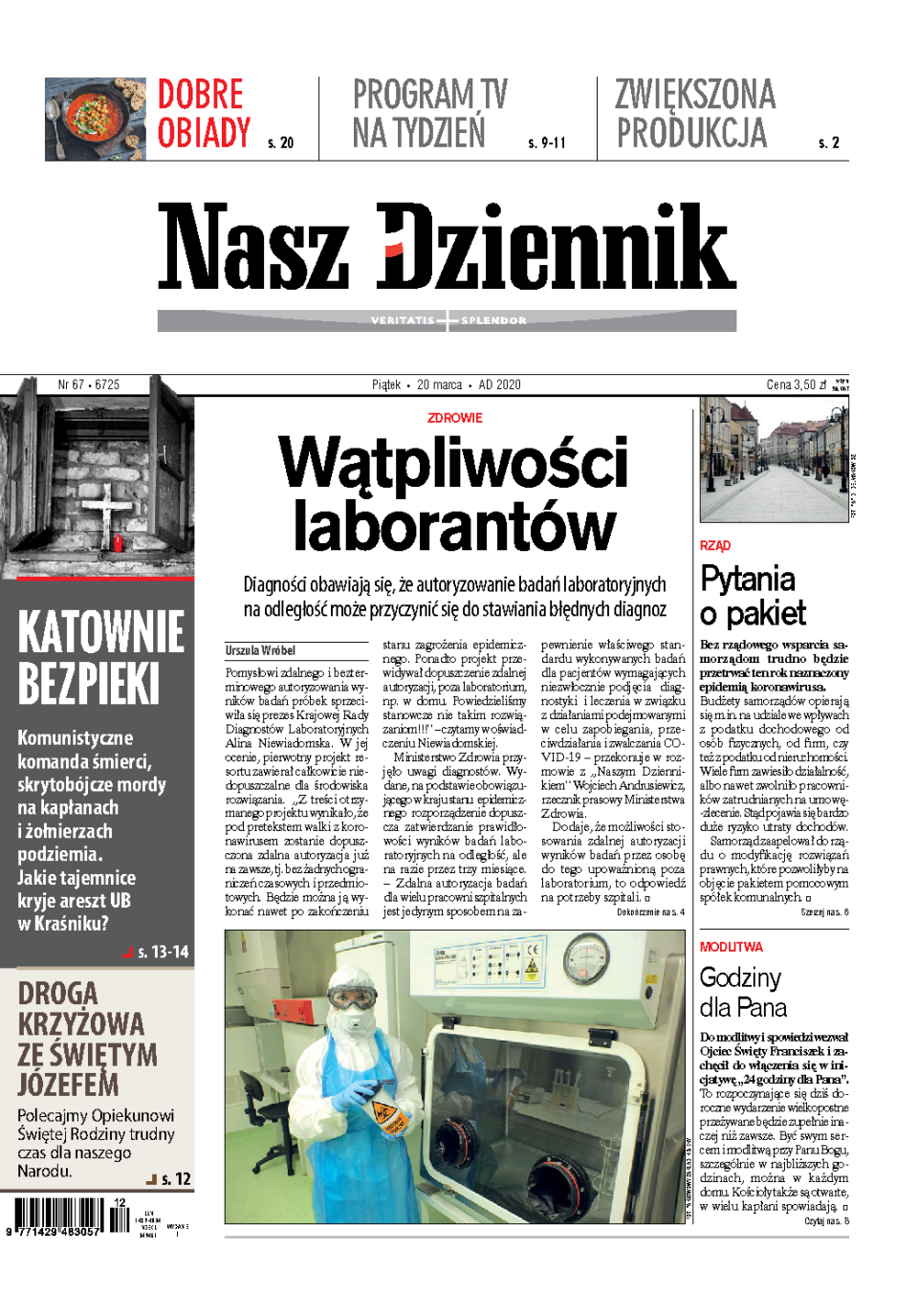 Nasz Dziennik z dnia 20.03.2020 wydanie PDF