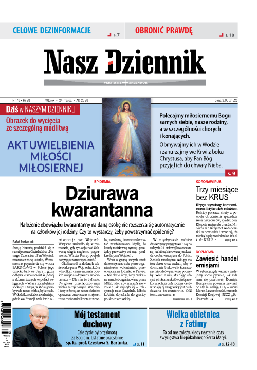 Nasz Dziennik z dnia 24.03.2020 wydanie PDF