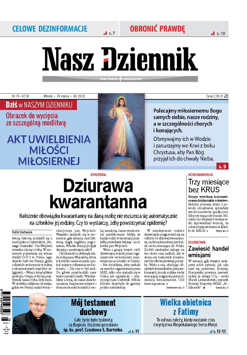 Nasz Dziennik z dnia 24.03.2020 wydanie PDF