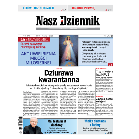 Nasz Dziennik z dnia 24.03.2020 wydanie PDF