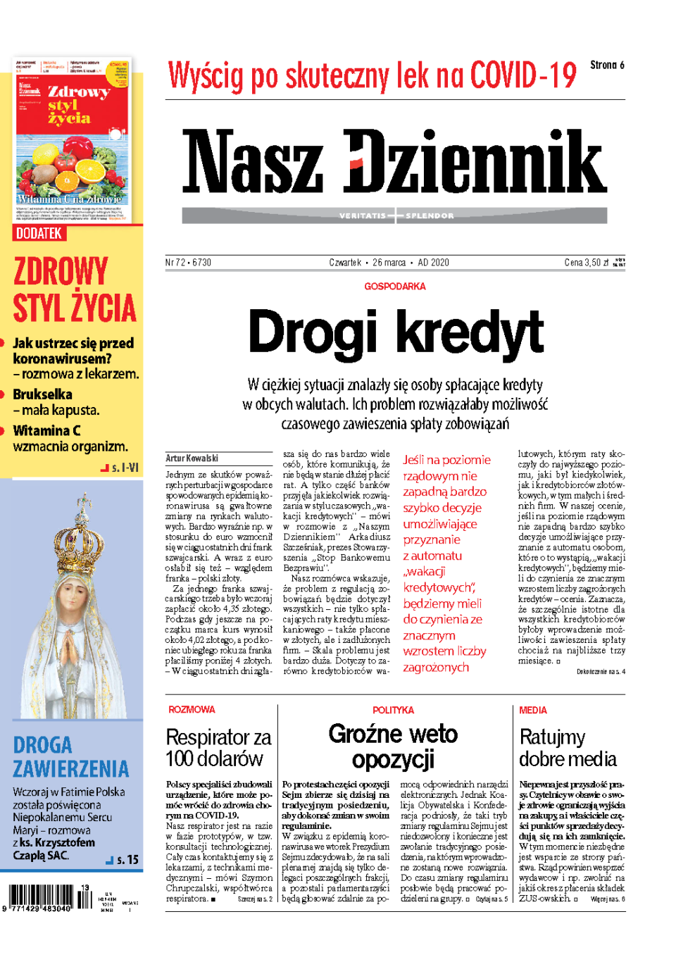 Nasz Dziennik z dnia 26.03.2020 wydanie PDF