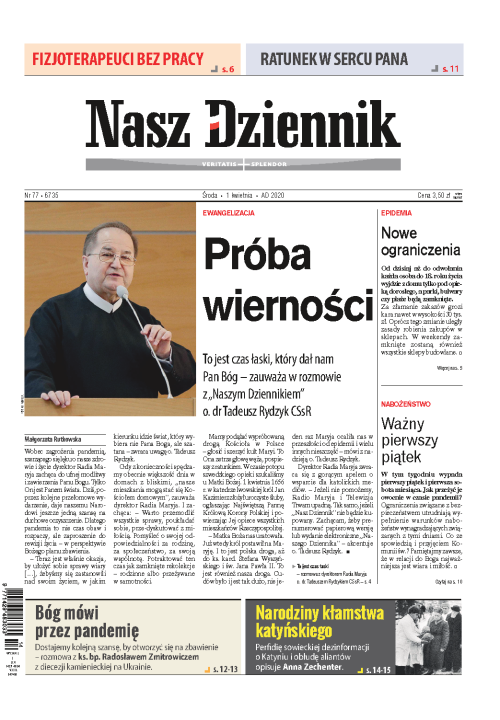 Nasz Dziennik z dnia 01.04.2020 wydanie PDF