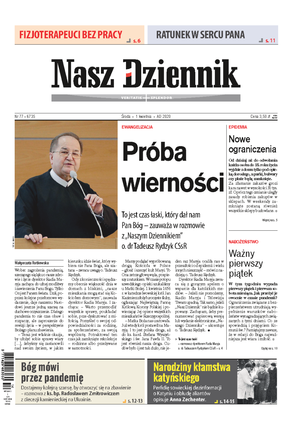 Nasz Dziennik z dnia 01.04.2020 wydanie PDF
