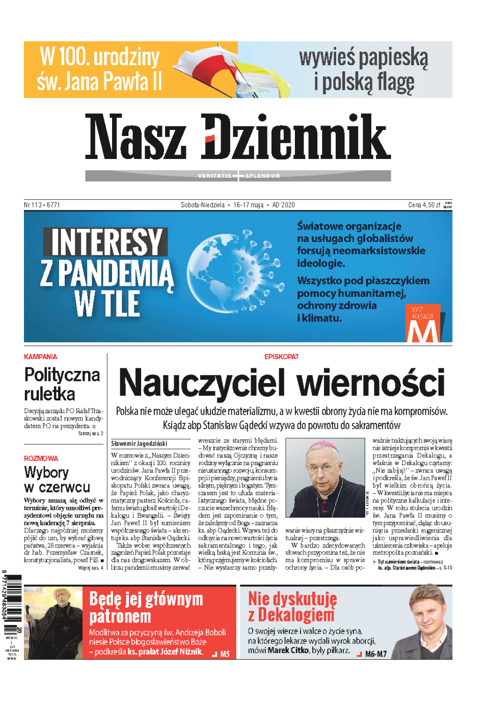 Nasz Dziennik z dnia 16.05.2020 wydanie PDF