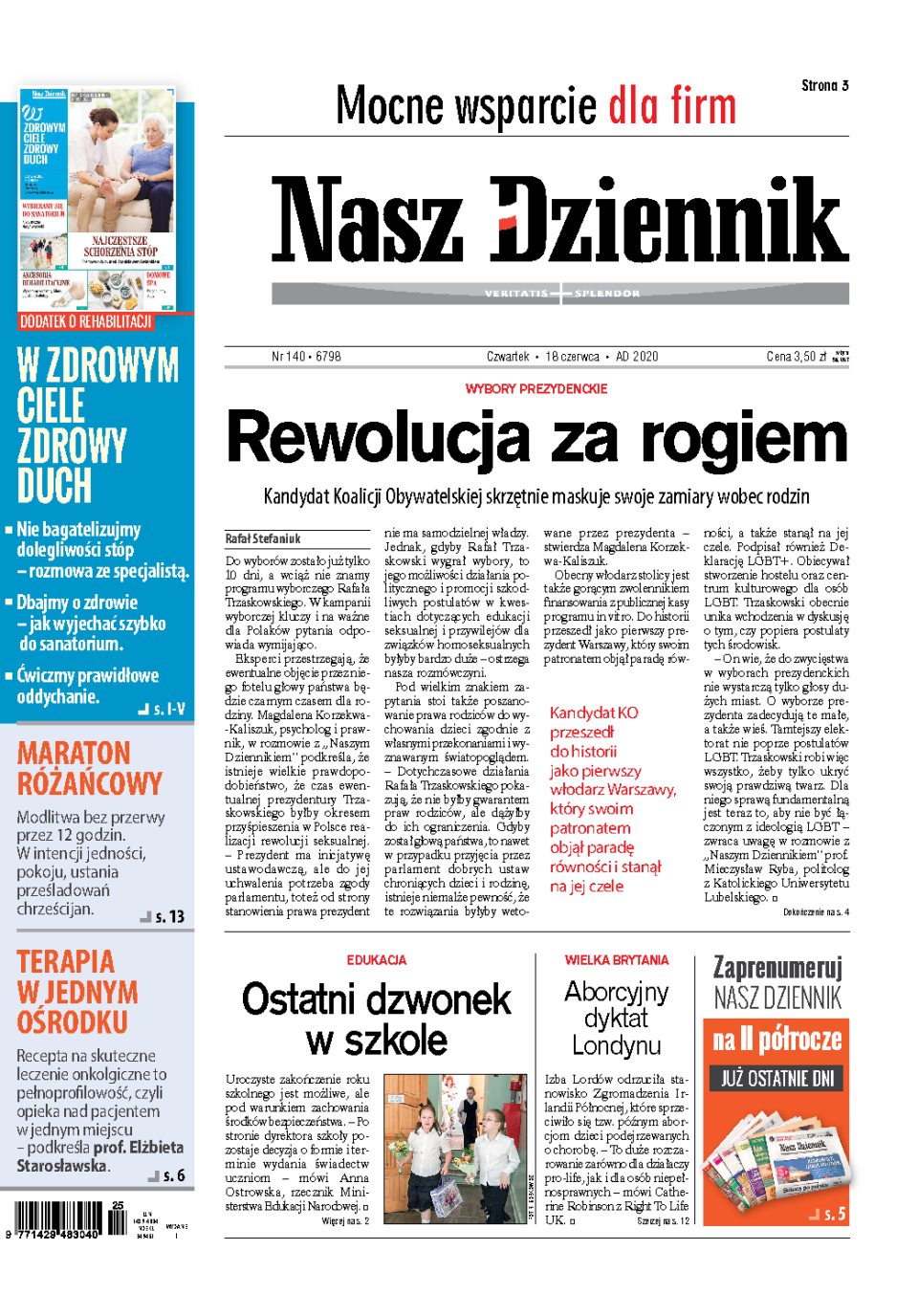 Nasz Dziennik z dnia 18.06.2020 wydanie PDF