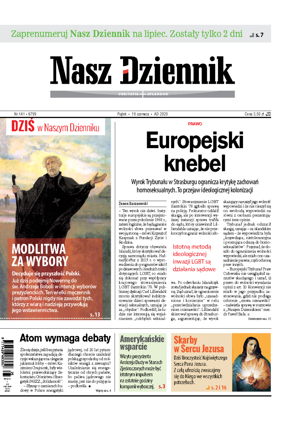 Nasz Dziennik z dnia 19.06.2020 wydanie PDF