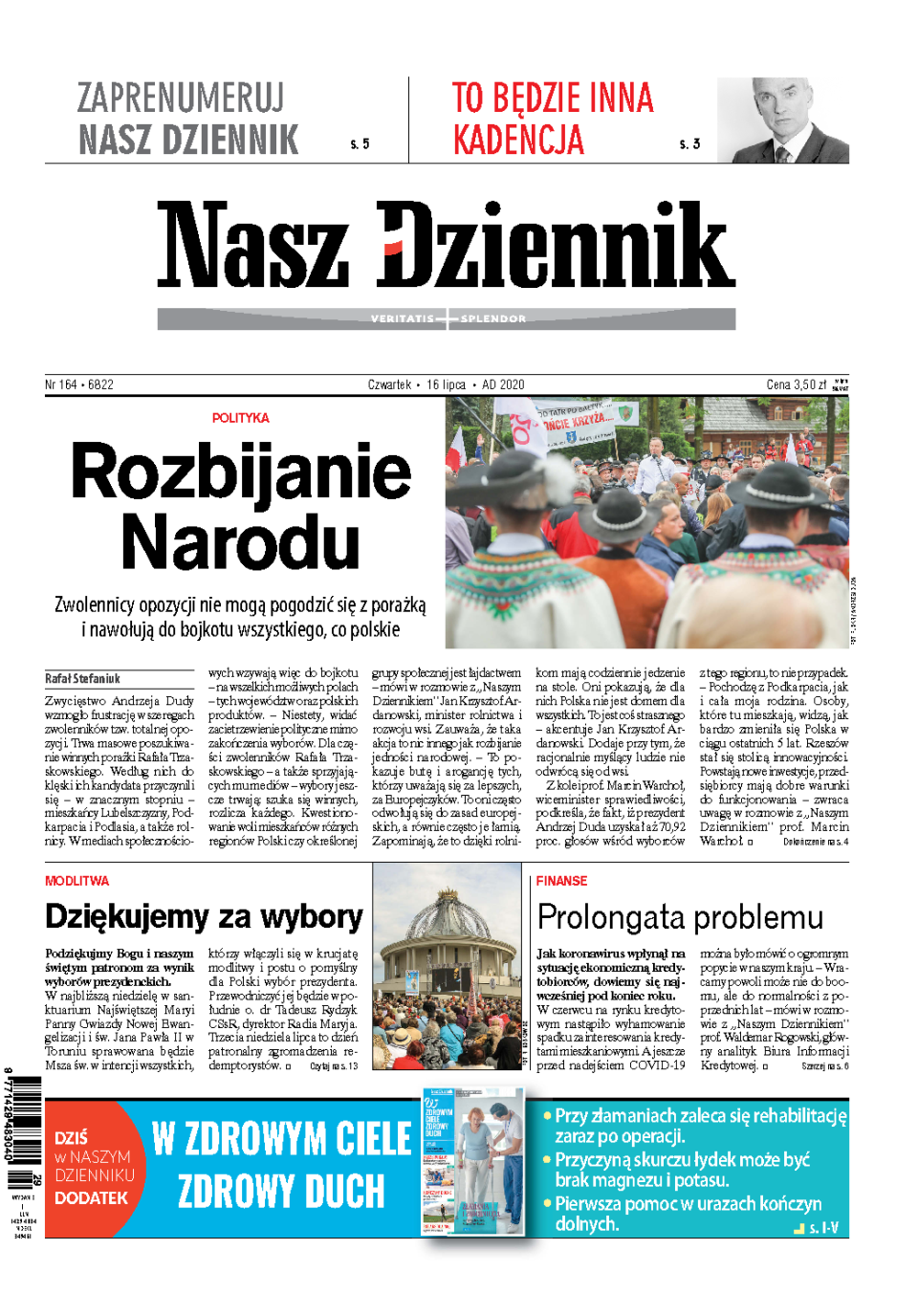 Nasz Dziennik z dnia 16.07.2020 wydanie PDF