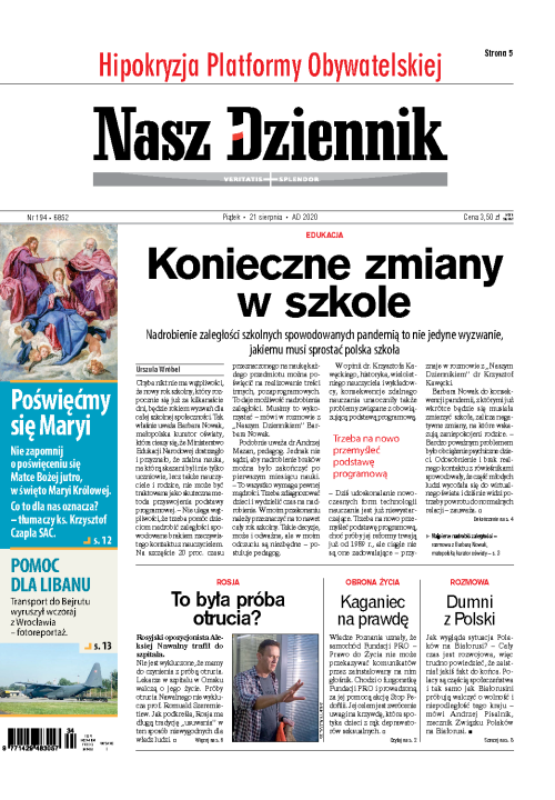 Nasz Dziennik z dnia 21.08.2020 wydanie PDF
