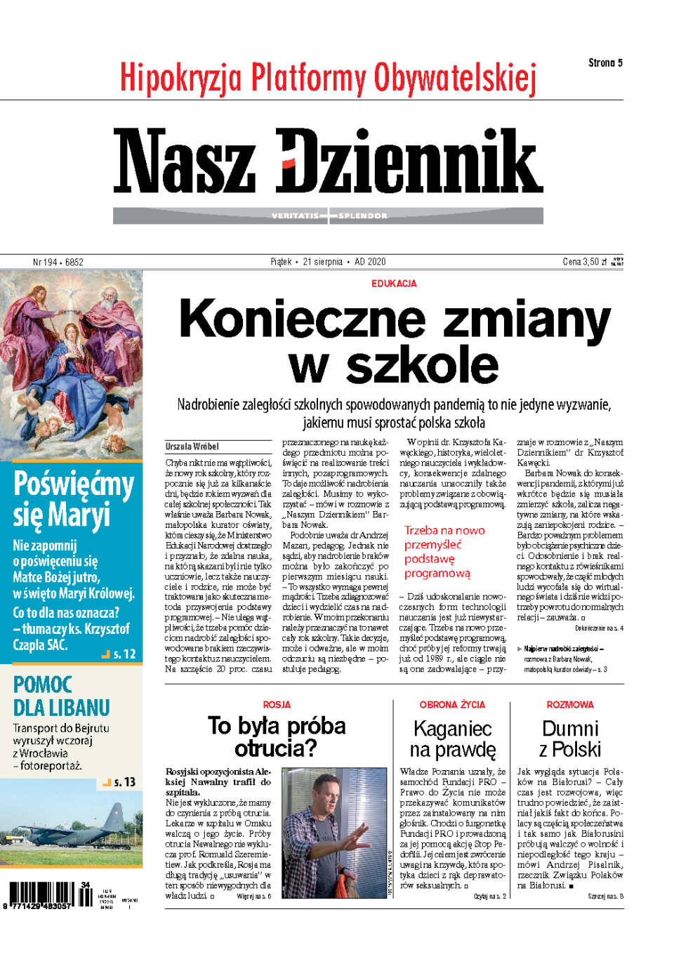 Nasz Dziennik z dnia 21.08.2020 wydanie PDF
