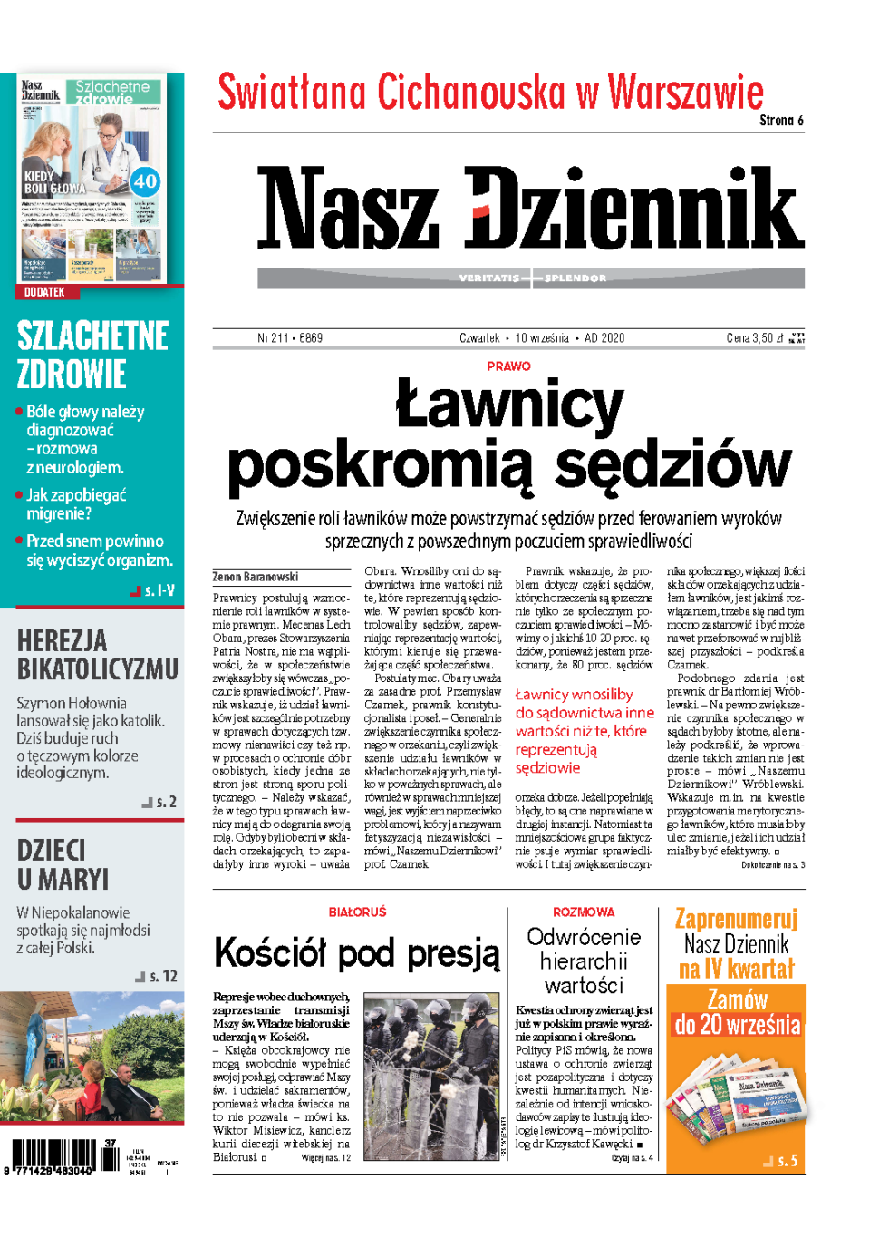 Nasz Dziennik z dnia 10.09.2020 wydanie PDF